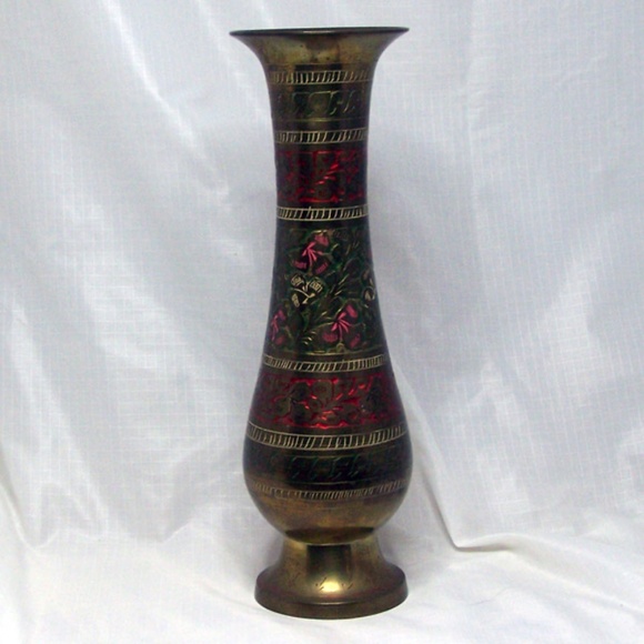 VTG Brass Bud Vase, East Indian - Picture 3 of 12